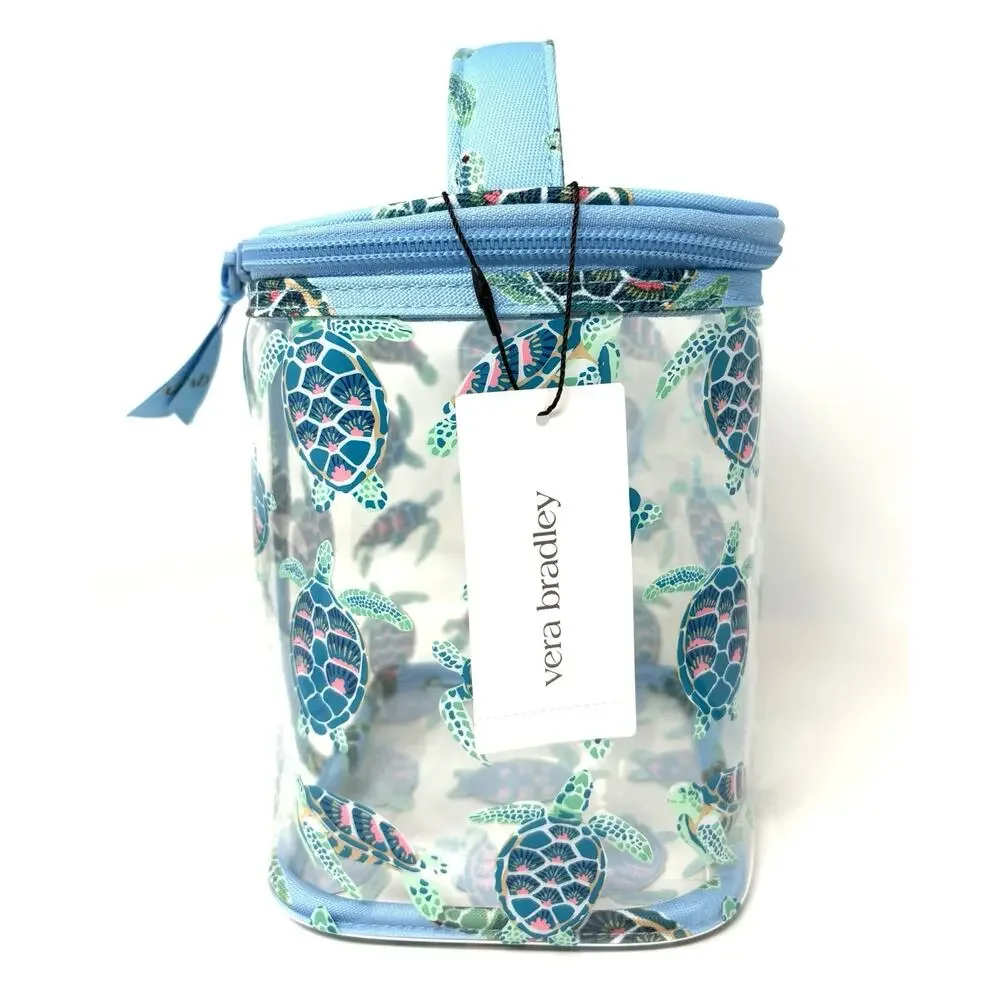 Vera Bradley Turtles Coral Clear Lotion Cosmetic Bag Shampoo See Through NWT